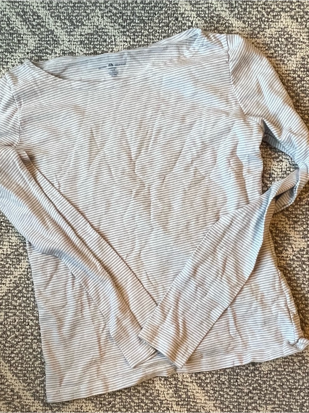 Brandy Melville Light Blue and White Striped Long Sleeve Tee